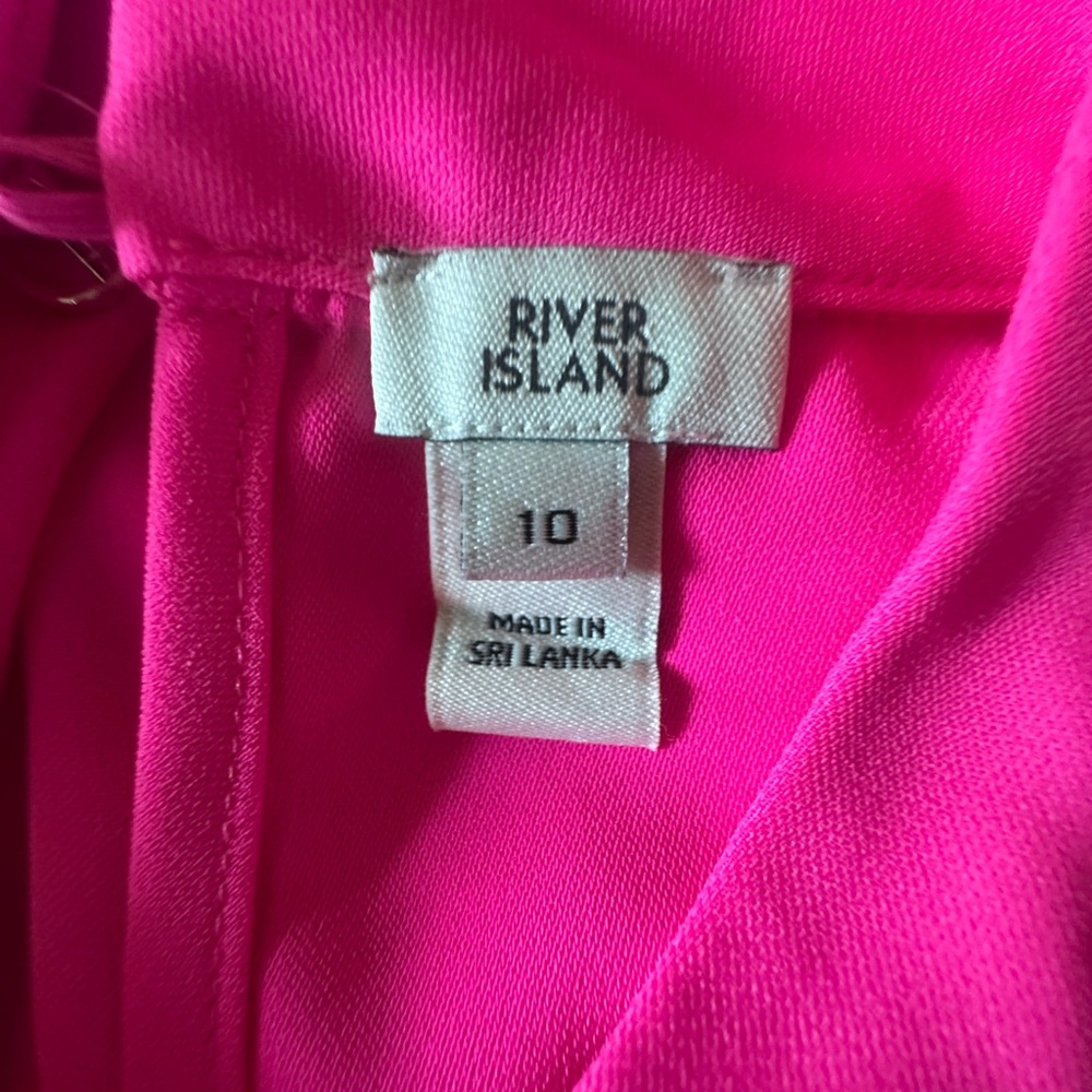River Island ASOS dopamine pink Long Sleeve Wrap Event Blouse Size 6 fits M/L - Picture 3 of 8